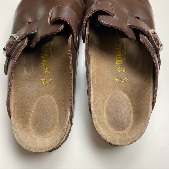 Birkenstock Boston Natural Leather On Clogs Black Mens Size 43 EU - Picture 4 of 11